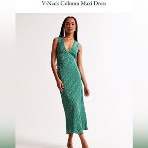 Abercrombie & Fitch Green V-Neck Column Maxi Dress